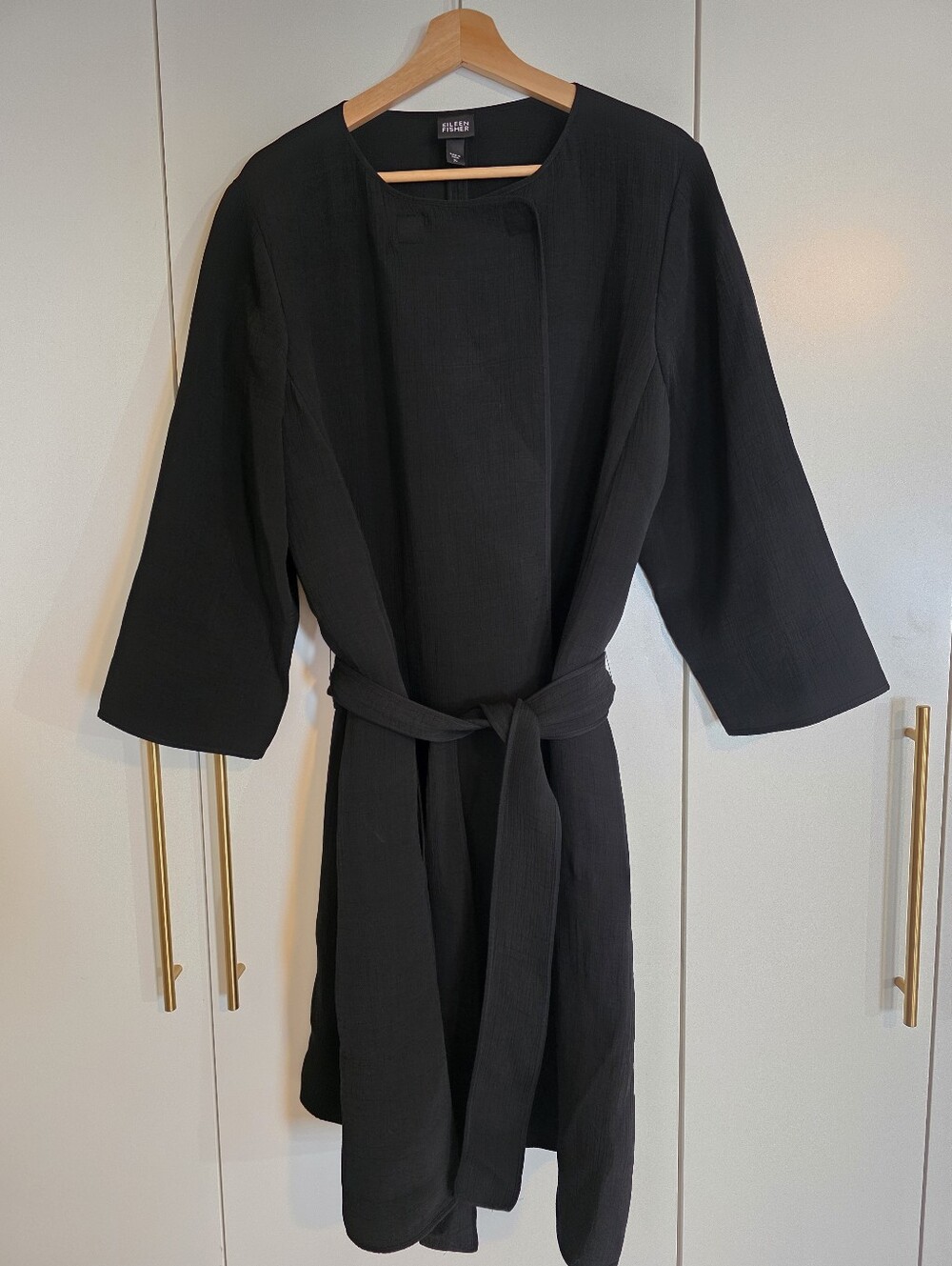 Eileen Fisher Silk Blend Sponge Belted Coat